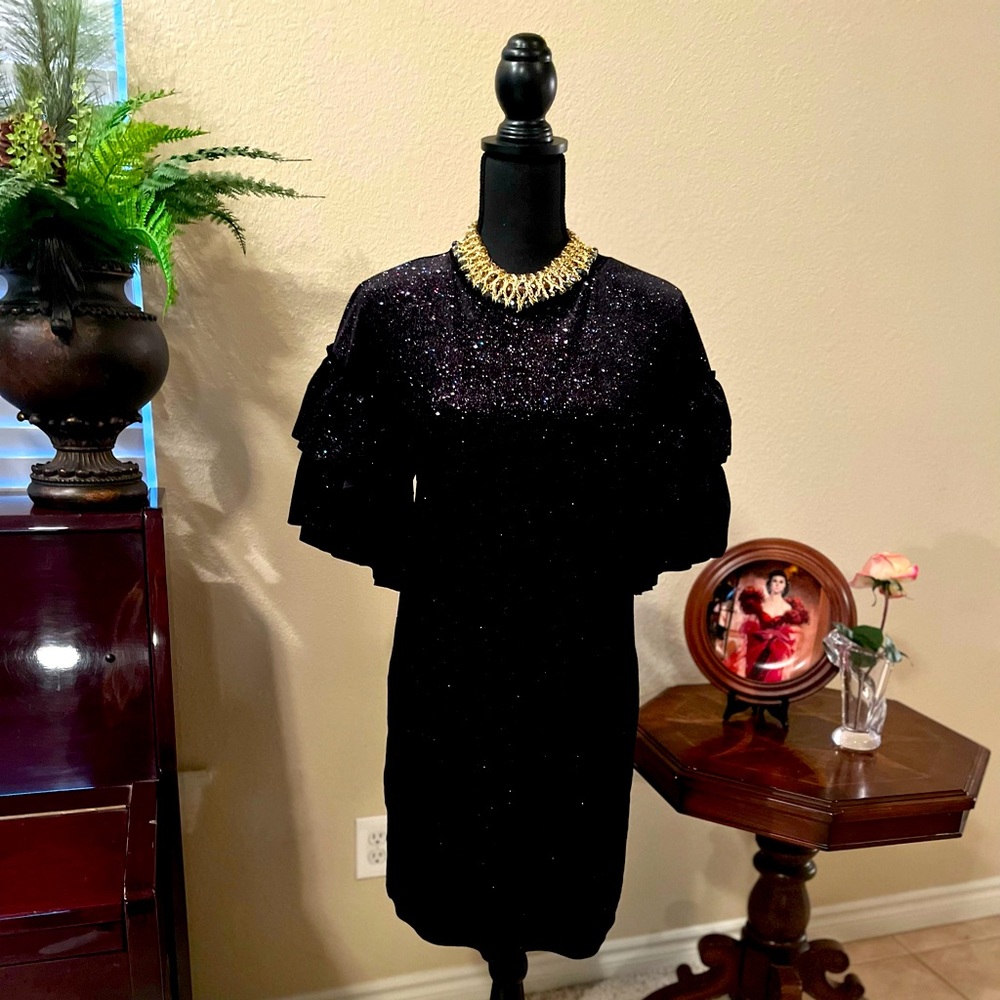 H&M. Sparkle dress for Night Out. Size XS. Puffy layered sleeves. Comfy!